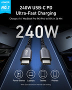 Anker cable with ultra-fast 240W charging for laptops