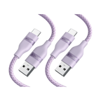 Anker USB-A to USB-C Cable (Upcycled-Braided, 2 Pack, Violet）