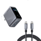 Anker Prime Charger (160W, 3 Ports, Smart Display) and Anker Prime USB-C to USB-C Cable (240W, Upcycled-Braided)