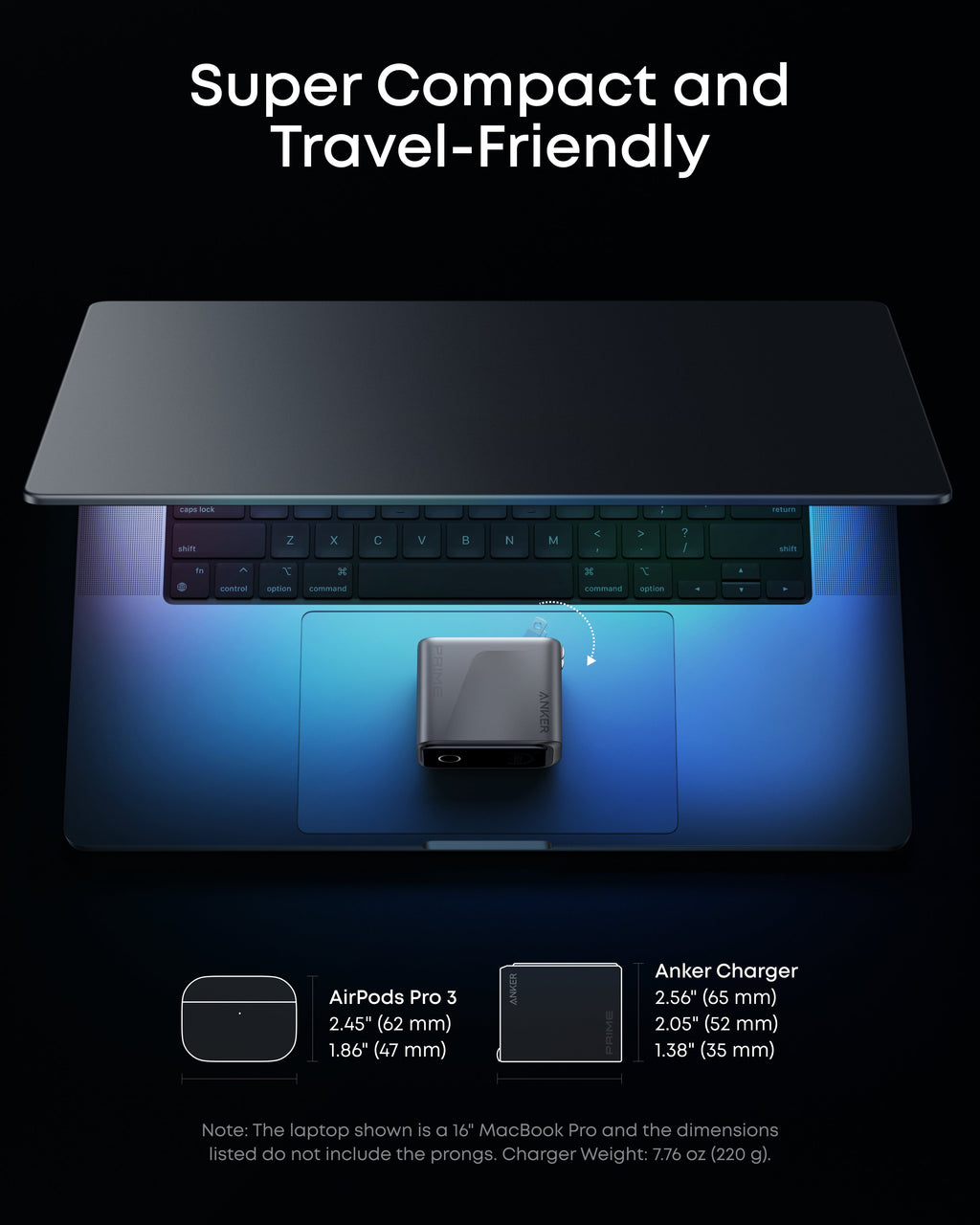 Refurbished Anker Prime Charger (160W, 3 Ports, Smart Display)