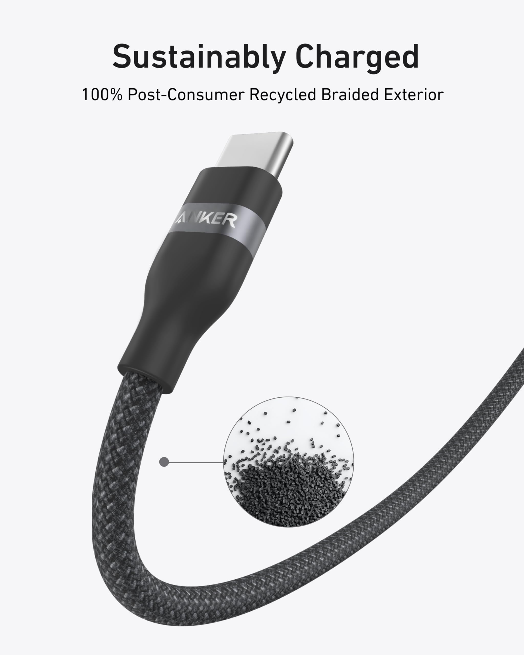 Anker Nano Charger (45W, Smart Display, 180° Foldable) and USB-C to USB-C Cable
