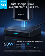 Anker power bank with pogo pin charging for fast 150W output