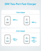 Refurbished Anker 20W Fast Wall Charger (2-Pack)