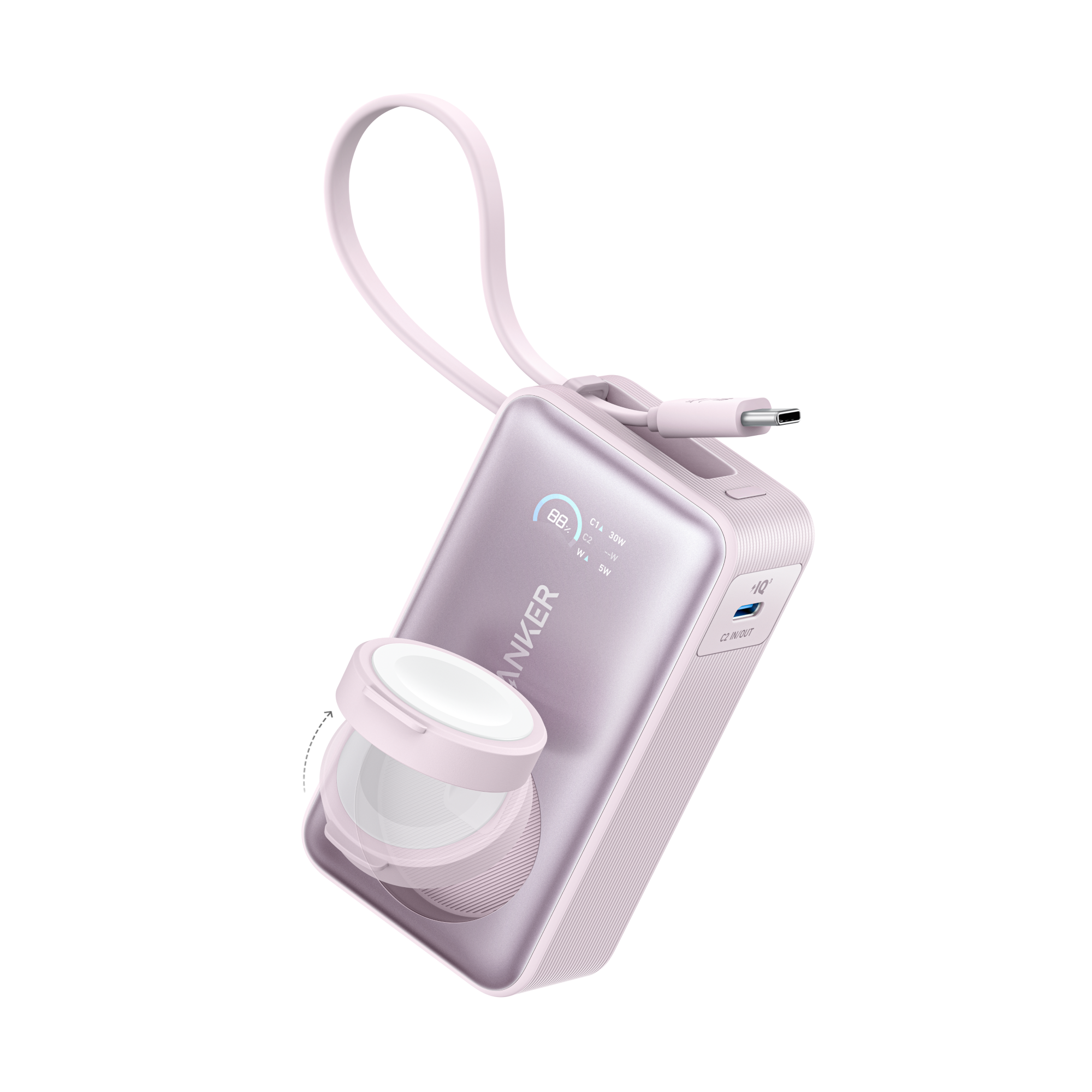 Anker pastel charger with rotating magnetic watch stand for USB-C output