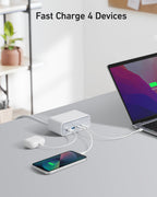 Anker 525 Charging Station and Anker USB-A to USB-C Cable (3 ft/6 ft, Upcycled-Braided)