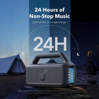 soundcore outdoor speaker with 24-hour non-stop music outdoors